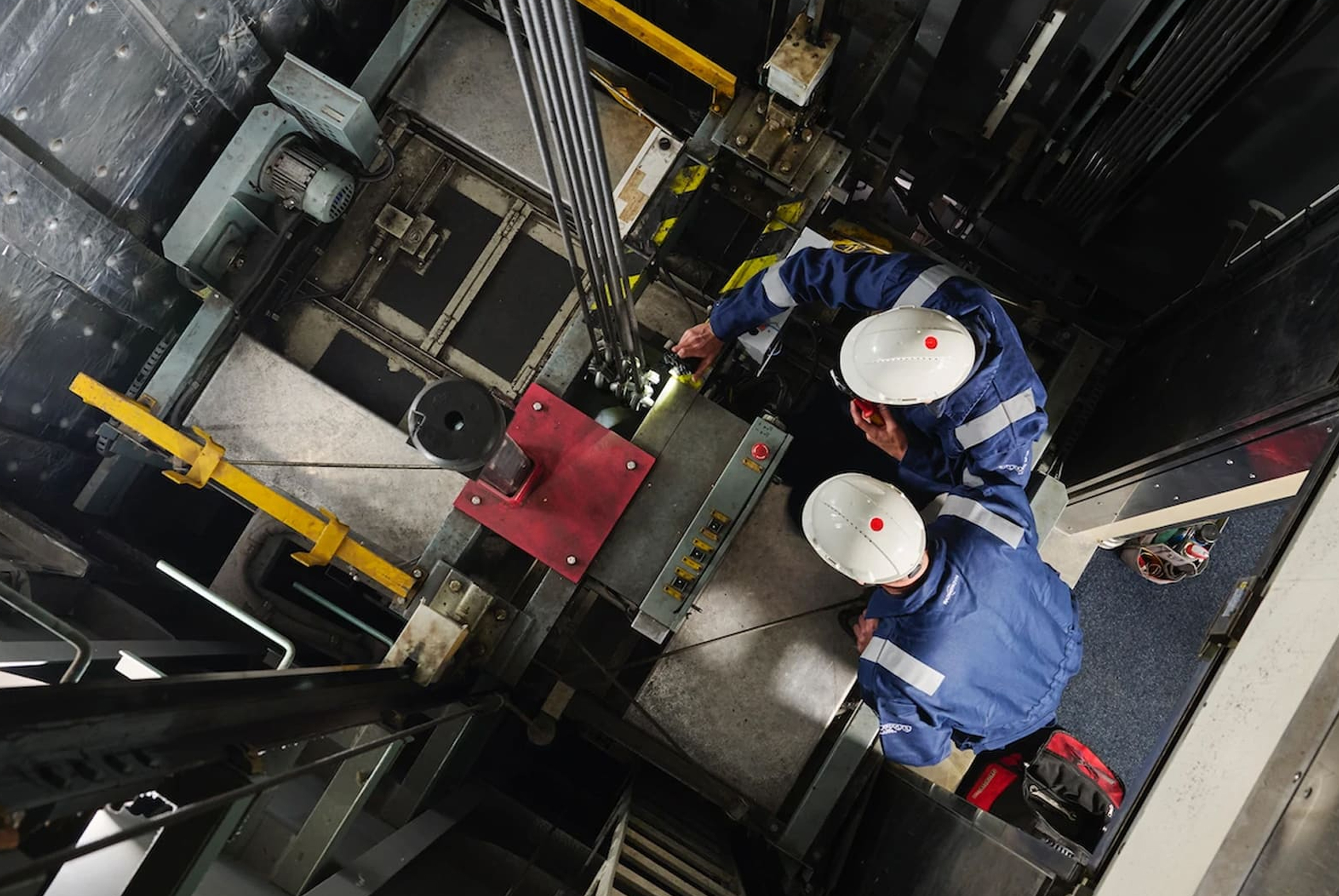 Traction elevator motor, brake, and rope maintenance